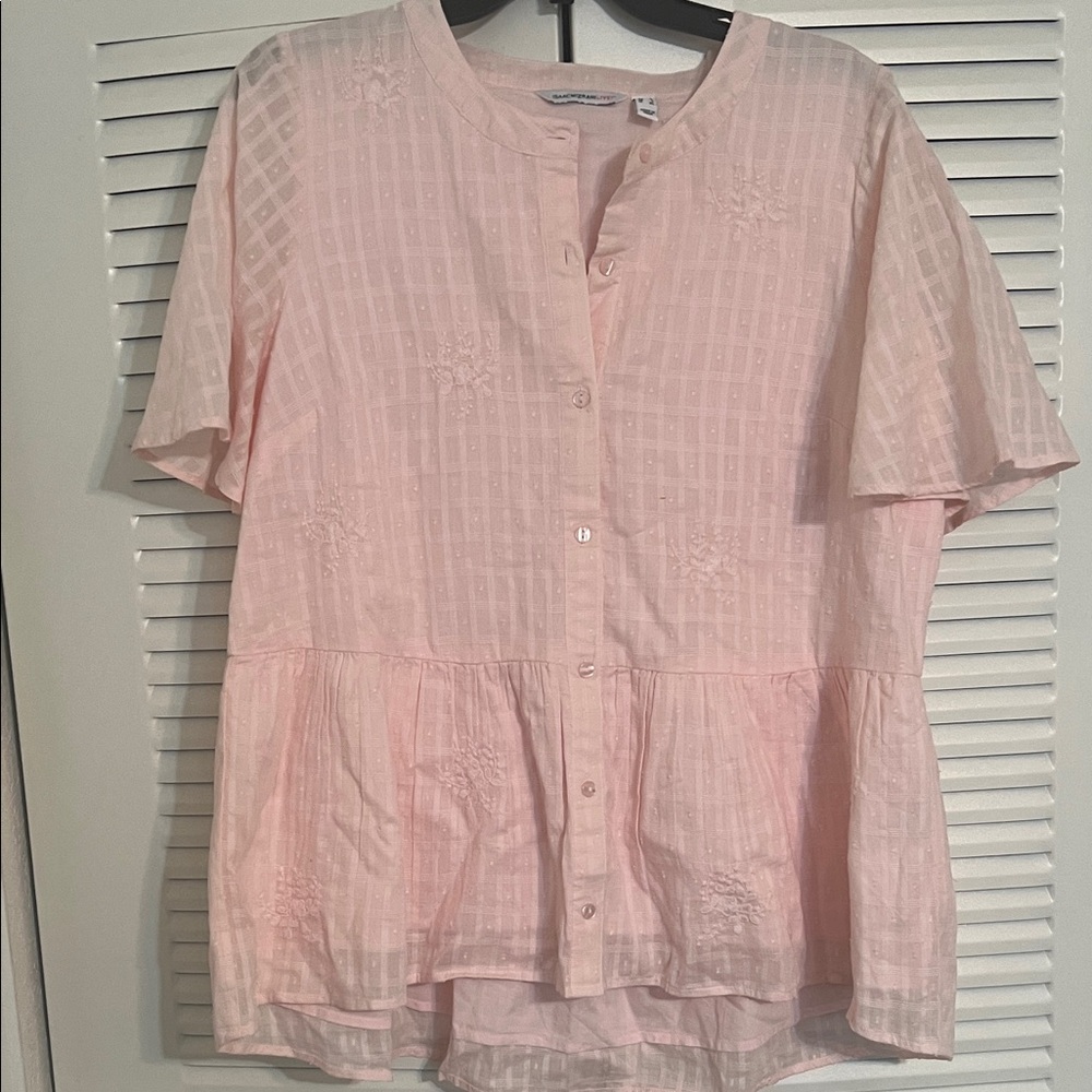 Isaac Mizrahi Light Pink Textured Blouse